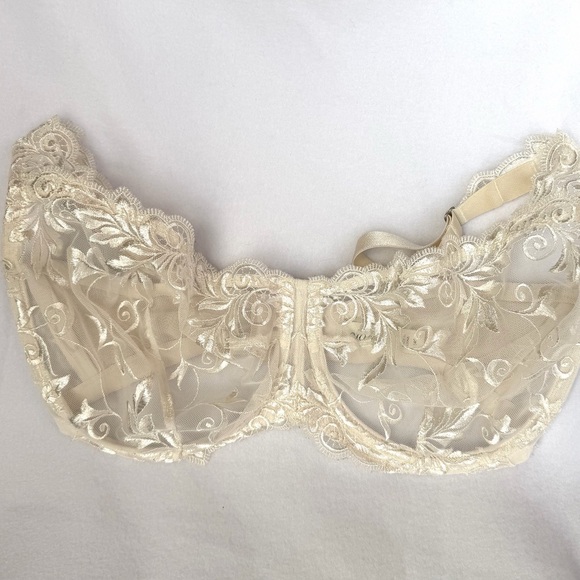 BUNDLE - Soma Sensuous Lace Unlined Underwire Bras Cream Coral Mocha 34G - Picture 6 of 11